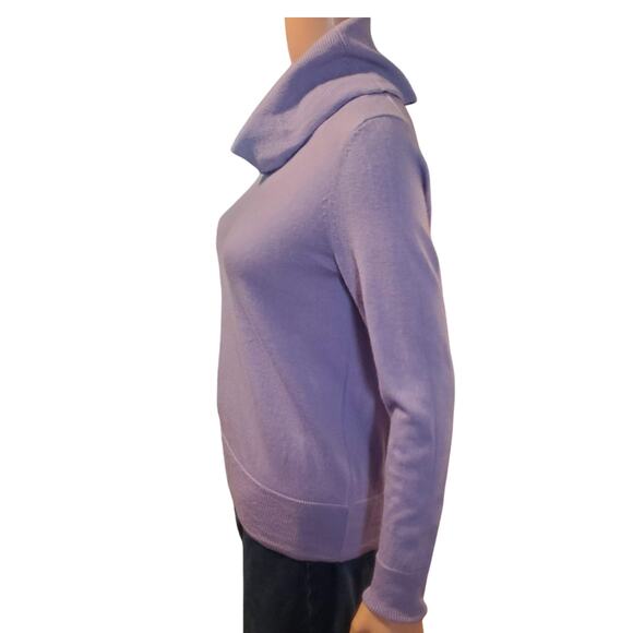 Talbots Size MP Medium Petite Light Purple 100% Merino Wool Turtleneck Sweater - Picture 3 of 9
